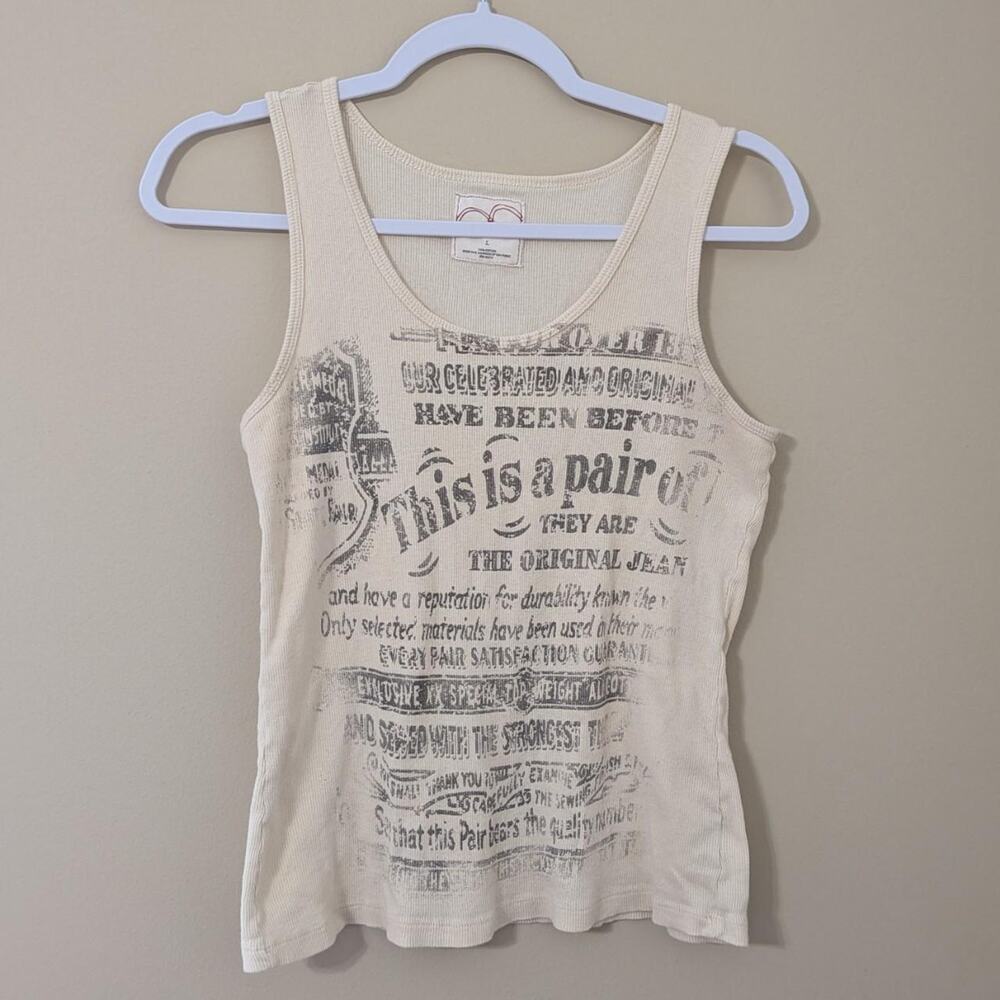 Vintage Levis Red Tab Cream Tank With Graphic "The Original Jean"